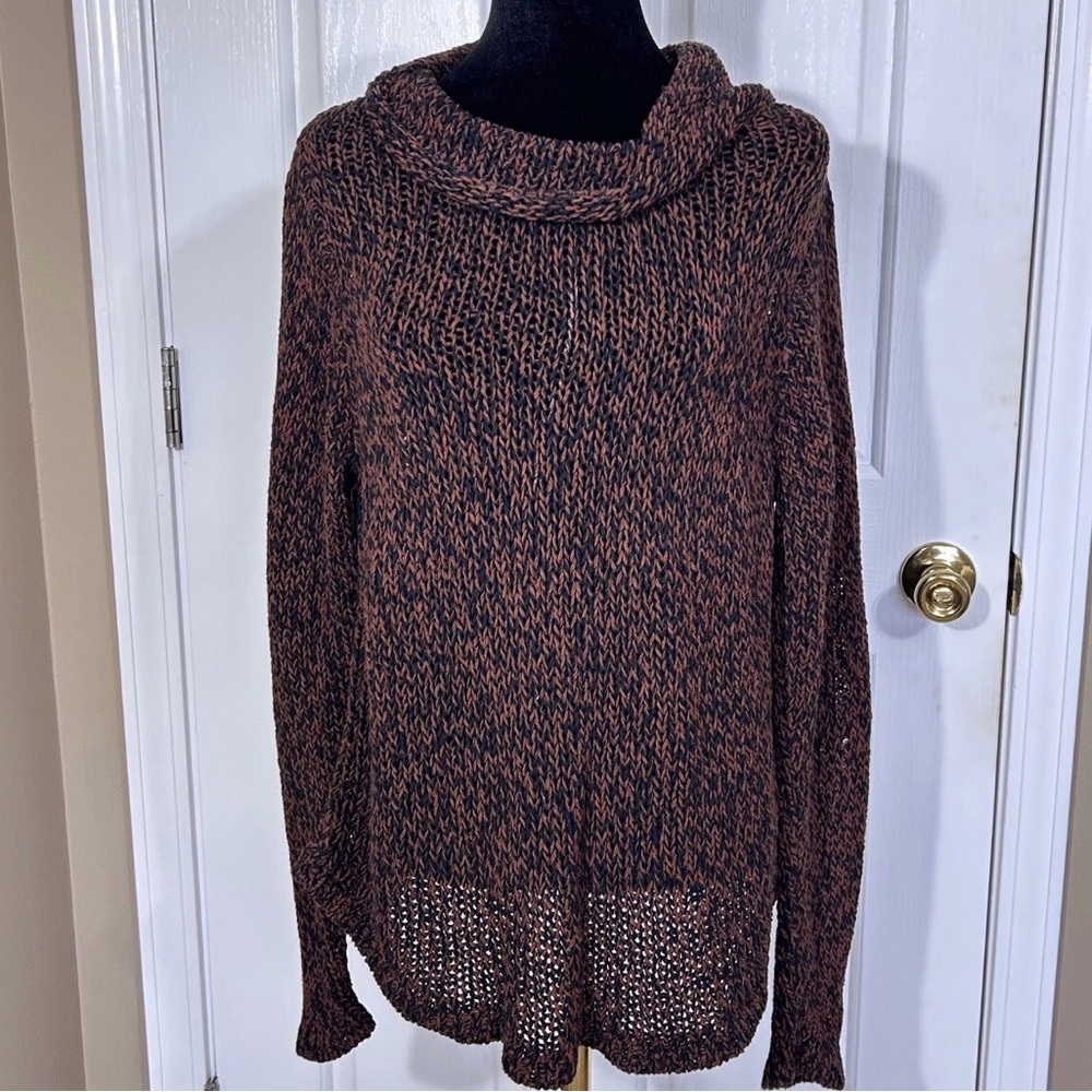 Eileen Fisher Organic Cotton Linen Blend Chunky Knit Cowl Neck Sweater S